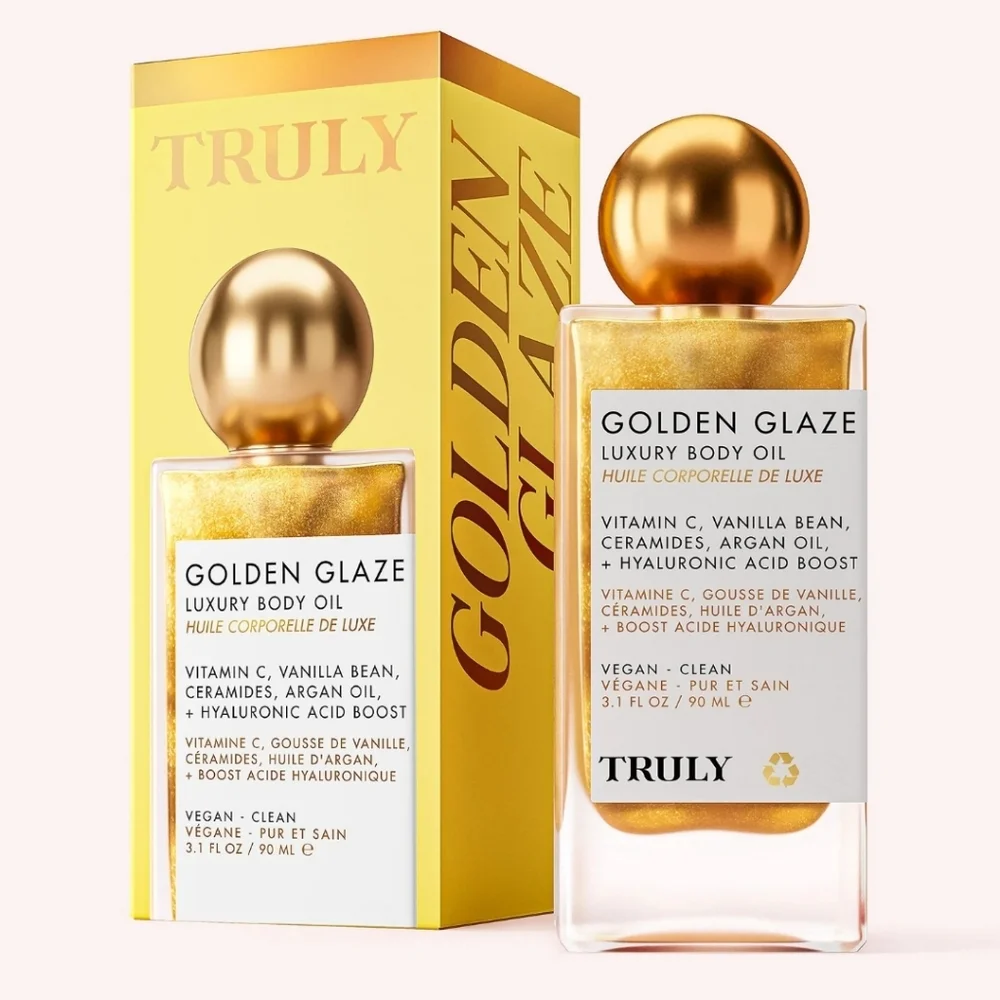 NIB Truly Golden Glaze Luxury Body Oil-Brightening Body Shimmer Oil-3.1 FL - Picture 2 of 7